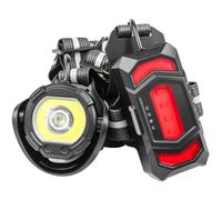 Luce da Corsa, Luce da Ciclismo Ricaricabile Tramite USB Indossabile con Batteria da 2600 mAh e 4 modalità COB per Uomo e Donna per Guida Notturna su Strada (Versione COB)