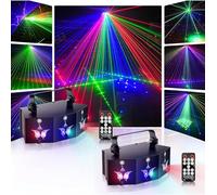 Luce da discoteca, 2 pezzi D-MX con 9 lenti LED RGB, proiettore DJ con effetto stroboscopico attivato dal suono, adatto per feste, club, matrimoni, bar, compleanni