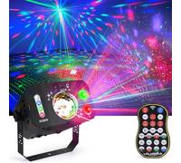 Luce da discoteca, Fwiull 7 obiettivi, luce da discoteca con telecomando, sfera da discoteca con stroboscopio, controllo vocale, luce da discoteca con cavo USB da 2 m, per festival, Halloween, Natale,