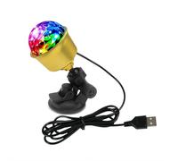 Luce da discoteca RGB attivata dal suono, girevole a 360 gradi, mini lampada da DJ con base a ventosa, alimentata tramite USB, luce musicale colorata per auto, feste e decorazione della stanza (oro)