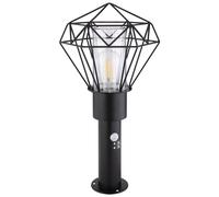 Luce da esterno a LED con rilevatore di movimento luce da giardino lampada da terra in acciaio inox rilevatore di movimento, griglia a diamante nera, 1x 7W 806Lm bianco caldo, LxLxH 22,5x25,5x50 cm
