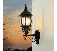 Luce da esterno con rilevatore di movimento vetro alluminio nero IP23 casa cortile H: 54 cm E27 lampada da parete rustica lanterna da giardino esterno