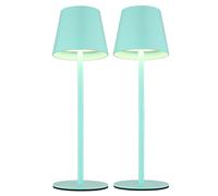 Luce da esterno Lampada da tavolo ricaricabile Touch dimmer Bottle top CCT, menta, USB-C, LED 3W 200Lm bianco caldo-freddo, DxH 11,5x36 cm, set di 2