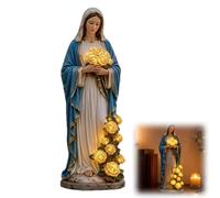 Luce da giardino della Vergine Maria, statua solare da esterno con rose luminose a LED, statua da giardino per la madre cattolica, decorazione per la casa cristiana, regalo commemorativo per amanti