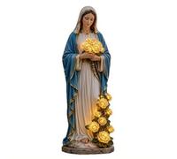 Luce da giardino della Vergine Maria, statua solare di Maria per esterni con rose luminose a LED, statua da giardino per madre cattolica, decorazione da giardino cristiana, regalo commemorativo per