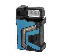 Luce da lavoro ricaricabile con due sorgenti LED e Cob Testa girevole a 180 gradi Base magnetica Tipo C Ricarica Impermeabile per Campeggio Escursionismo Riparazione attività di colore nero (blu)