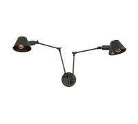 Luce da parete a doppia parete vintage Luce in ferro battuto Luci di lettura Funzione E27 Regolabile Lampada a parete industriale per camere da letto soggiorno (Nero)