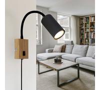 Luce da Parete Plafoniera Lampada Spot Orientabile Simil Legno Grafite Nero GU10