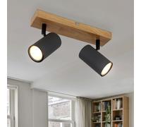 Luce da Parete Plafoniera Lampada Spot Orientabile Simil Legno Grafite Nero GU10