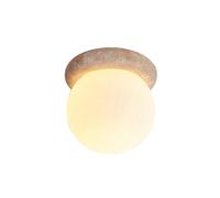 Luce da Soffitto in Pietra Naturale Nordica, Lampada da Soffitto a Filo Filo Moderno con Ombra in Vetro Bianco, Decorazione Vintage Di Metà Secolo Vicino Alla Lampada da Soffitto per Camera da Letto