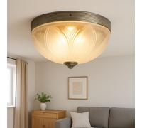 Luce Da Soffitto Jugendstil Vetro, Ottone RA1/3/748 E27 Bronzo Bianco 300mm
