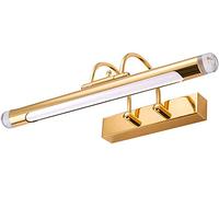 Luce da specchio a LED dorata per specchio da bagno, luce frontale con testa della lampada girevole, luce per armadietto a specchio con braccio ad arco regolabile, lampada da bagno impermeabile, illum