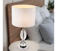 Luce da Tavolo Cromo Rotondo Trasparente Bianco Tessuto Cristallo Big.light [EEK: Inaditato]