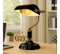 Luce da Tavolo Lampada Banchiere Antracite Scrivania Retrò Oro H 34 CM [EEK: Non valutato]