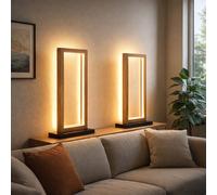 Luce da Tavolo Lampada di Legno Comodino Nero Lettura H 52,5 CM LED 2er Set