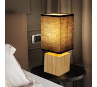 Luce da Tavolo Lampada Lato Camera Letto Legno Tessuto Nero H Big [EEK: Non valutato]