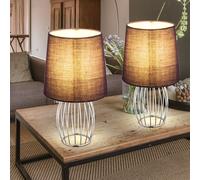 Luce da Tavolo Lampada Letto Comodino Tessuto Lilla Griglia Cromo 2er Set [EEK: Non valutato]