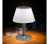 Außentischlampe Balkonlicht Solare LED Balkontischleuchte Acciaio Inox Argento