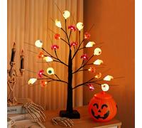 Luce decorativa per Halloween, Albero di Halloween con 24 luci LED, Albero Luminoso da Interno Led Esterno, Autunnali Decorazioni, Luci a Forma di Zucca per Decorazioni di Halloween