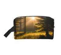 Luce del sole del mattino in Wilderness Stampa Portatile Viaggio Toiletry Storage Bag Grande Capacità 600D Poliestere Cosmetic Storage Bag