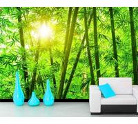 Luce Del Sole Fresco Minimalista Boschetto Di Bambù Verde Moderna Carta Da Parati 3D Seta Pregiata Testurizzata Ideale Per La Camera Letto Del Soggiorno-250cm×170cm