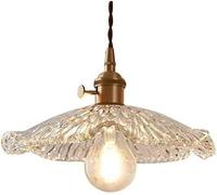 Luce della staffa. Lampada a sospensione a soffitto in vetro a foglia, stile nostalgico, elegante paralume in vetro con lunghezza del cavo regolabile compatibile,lampada un aspetto elegante