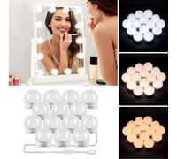 Luce dello Specchio cosmetico LED stile Hollywood a 3 colori, 14 lampadine dimmerabili, luci per specchio da trucco, illuminazione del bagno, bomboniere (specchio non incluso)