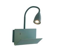 APPLIQUE A PARETE GULP FLESSIBILE VERDE CON USB 2A 1 LUCE ATTACCO GU10 23X27X49CM CON POGGIA LIBRO