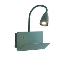 Luce Design Lampada da parete GULP con testa flessibile e porta di ricarica USB, lampada da comodino, lampada da letto, elegante e moderno