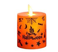 Luce di candela Elettronica, Luce Scrivania di Halloween - Luci LED di Halloween Fiamma lampeggiante interna - Luce atmosfera modello dipinta a batteria senza fiamma per la tavola