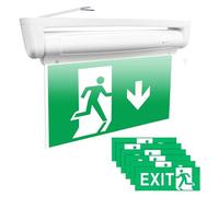 Luce di Emergenza a LED con 3h Autonomia Batteria, Segnale Uscita Emergenza con 6 Pittogrammi Direzionali, luce di uscita di emergenza per Montaggio a Parete/Soffitto