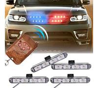 Luce di emergenza stroboscopica a 16 LED 4 in 1, 12V luce lampeggiante di emergenza per controllo remoto della polizia, luce esterna senza fili per camion rimorchio roulotte camper (rosso e blu)