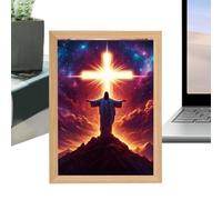 Luce Di Gesù | Luci Notturna Rasserenante Gesù,Pittura Religiosa Decorativa con Funzione LED per Decorazione Pareti Casa Camera da Letto Soggiorno Pasqua Completo