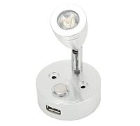 Luce di lettura a LED per camper, 10V-30V 3W Faretto a LED orientabile regolabile Interruttore a sfioramento USB Luci interne per camper con base di rotazione a 360° per 12V Barca Camper Truck Caravan