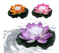 Luce di Loto Galleggiante per Stagno 3pcs da 7, 09 Pollici di Lanterna a LED Lanterna a Piscina fluttuante per Decorazioni da Giardino Decorazioni Blu Giallo Gradiente, Lanterne, Lanterne