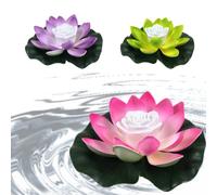 Luce di Loto Galleggiante per Stagno 3pcs da 7, 09 Pollici di Lanterna a LED Lanterna a Piscina Galleggiante per Decorazioni per Lo Stagno da Giardino Gradiente Verde Blu, Lanterne