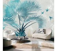 Luce Di Lusso Piccolo Fresco Palma Volo degli Uccelli Linea D'Arte 3D Carta da Parati Tessuto in Seta Ufficio Sala Pranzo Divano Camera Soggiorno TV Sfondo Muro-150cm×105cm