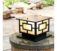 Luce di pilastro impermeabile da esterno Tradizionale Paesaggio Lampada a colonna impermeabile Alluminio Acrilico Post Lanterne Patio Villa Giardino Gate Illuminazione stradale (Stile nero: 30cm)