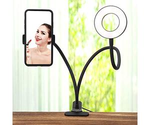 Luce di Riempimento a LED Alimentata Tramite USB a Braccio Lungo Flessibile, Luce Ad Anello a LED, Illuminazione Domestica per Camera da Letto per Seminari di Trucco Trasmessi