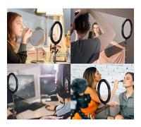 Luce di Riempimento da 16 Cm Luce Ad Anello Supplementare con Rotazione a 360 ° e 3 modalità di Illuminazione, 10 Livelli di luminosità Regolabile, con Stick Selfie a Base di (26CM)