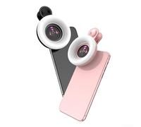 Luce di riempimento del telefono cellulare con obiettivo macro 15X e anello luminoso LED regolabile a tre modalità che offre batteria ricaricabile USB e attacco a clip di sicurezza (nero)