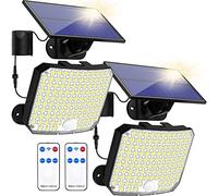 Luce di sicurezza solare per esterni, con sensore di movimento, 118 LED a energia solare Pir luci con cavo da 5 m, per giardino, cortile, percorso, pannello solare separato, confezione da 2