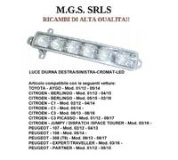 LUCE DIURNA DESTRA/SINISTRA-CROMATA-LED PER CITROEN C3 PICASSO 01/12-09/17