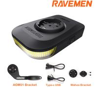 Luce Diurna per Bicicletta RAVEMEN FR300 FR160, Supporto AOM05 Compatibile con GPS Garmin Wahoo, Luce Frontale per Visibilità Laterale e Sicurezza