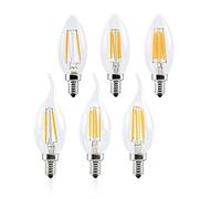 Luce domestica 10 pz / lotto Lampadina a candela LED 2W 4W 6W C35 E12 E14 E17 Lampada a diodi LED Retro Edison Filamento AC110V 220V Lampadina per lampadario ad alto lume (4W B Bianco caldo E14 220V)