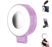 Luce for selfie magnetica 3 in 1 CRI 95+ con specchio, clip luminosa a LED con anello girevole a 360° for telefono cellulare, piccola luce portatile for selfie con clip for telefono(Pink)