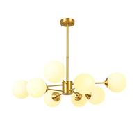 Luce Globale glassata Bianca E27 Industrial Retro Pendant Light for Soggiorno Camera da Letto, Ottone Sputnik Chandelier-3 Head * 35cm