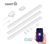 ledscom.de Luce intelligente LED sottopensile SIRIS bianco opaco, controller WLAN, piatto, smart home, abilitato Alexa 50 cm ciascuno, 531lm ciascuno, bianco caldo, set di 3