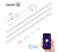 ledscom.de Smart LED sottopensile SIRIS bianco opaco, con controller WLAN, piatto, Smart Home, abilitato Alexa (Echo) 90cm ciascuno, 1044lm ciascuno, bianco, dimmerabile, set di 3