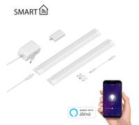 ledscom.de Luce intelligente LED sottopensile SIRIS bianco opaco, controller WLAN, piatto, smart home, abilitato Alexa, 30 cm ciascuno, 370lm ciascuno, bianco, set di 2
